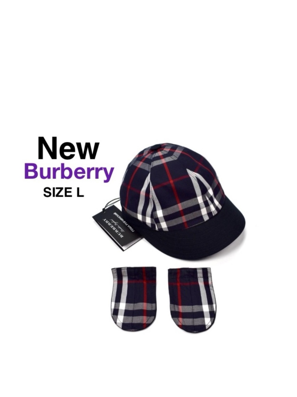 New GOSHA RUBCHINSKIY X BURBERRY Navy Nova limited edition Check Hat L⭐️⭐️⭐️